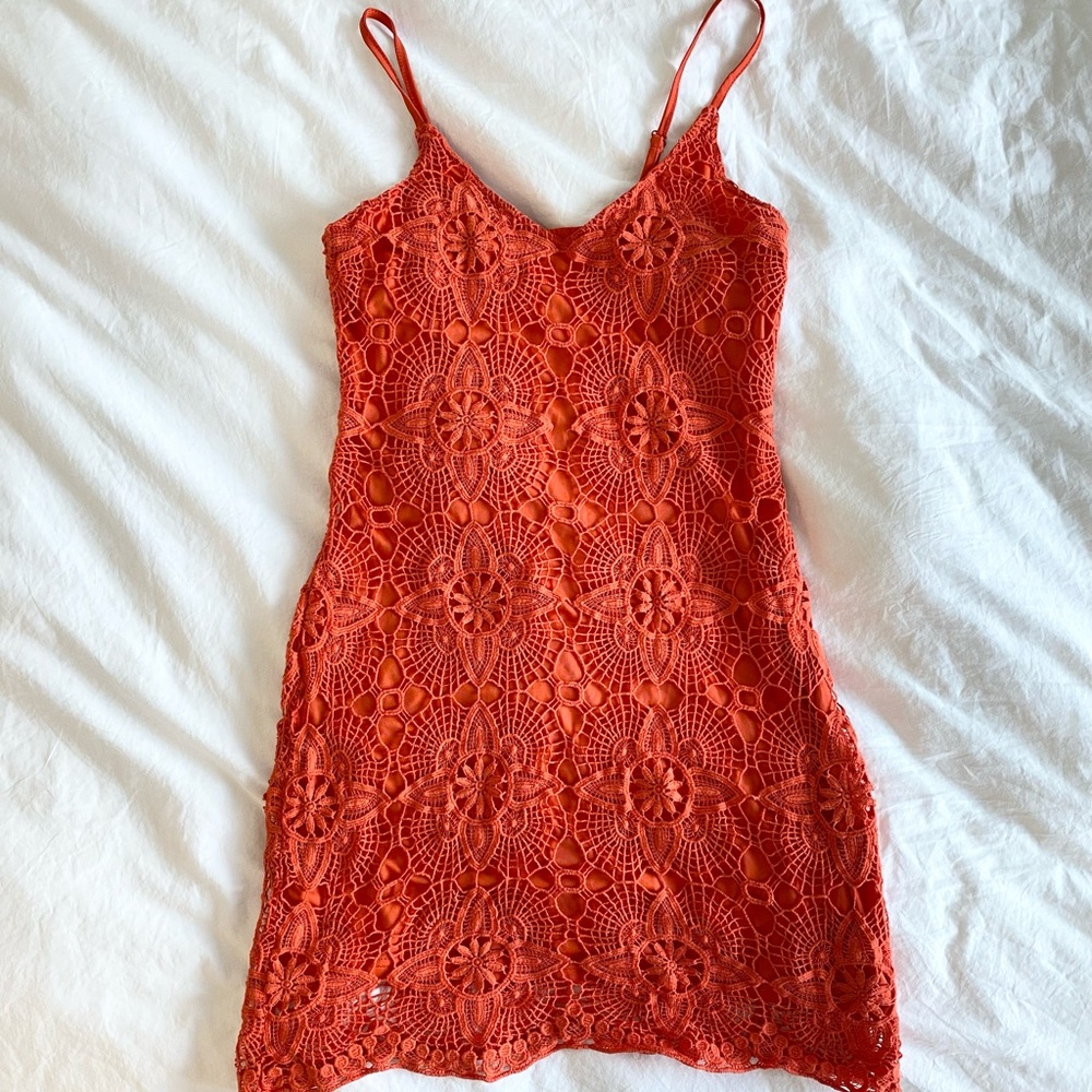 Free People Coral Crochet Dress (S)